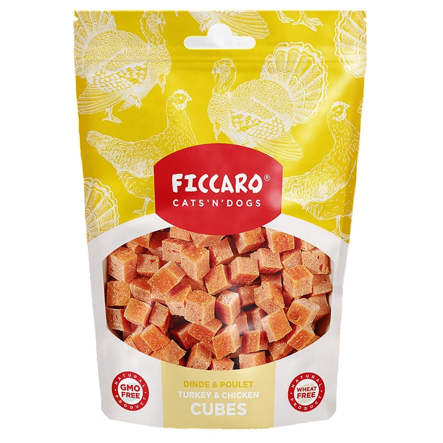 FICCARO Hundesnack Kalkun & Kylling Cubes - kalkun og kylling i tern 100 g